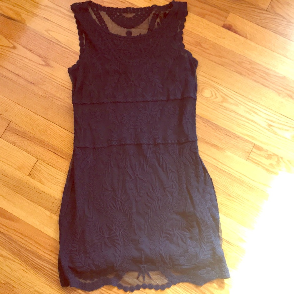 Express navy blue lace overlay dress